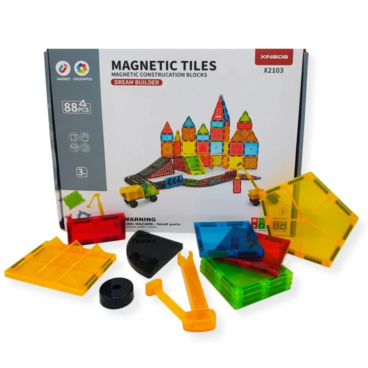 Klocki magnetyczne XL 88 el – Magnetic Tiles - duży zestaw 3+