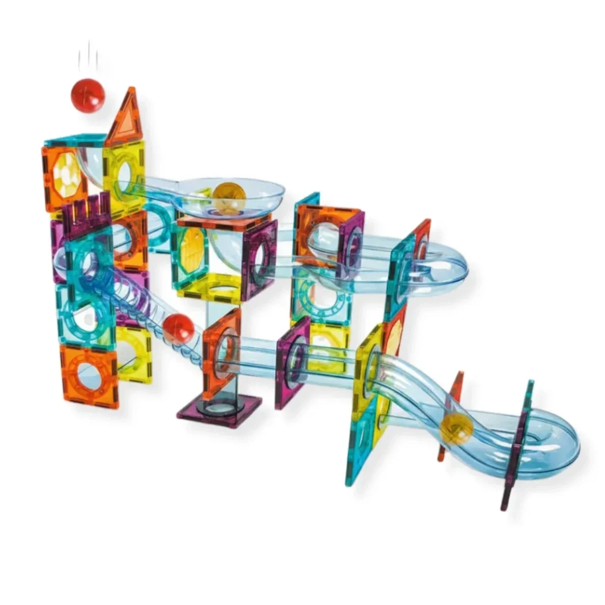 Klocki magnetyczne kulodrom tęczowy 95 el. – Magnetic Tiles 4+ - obrazek 3