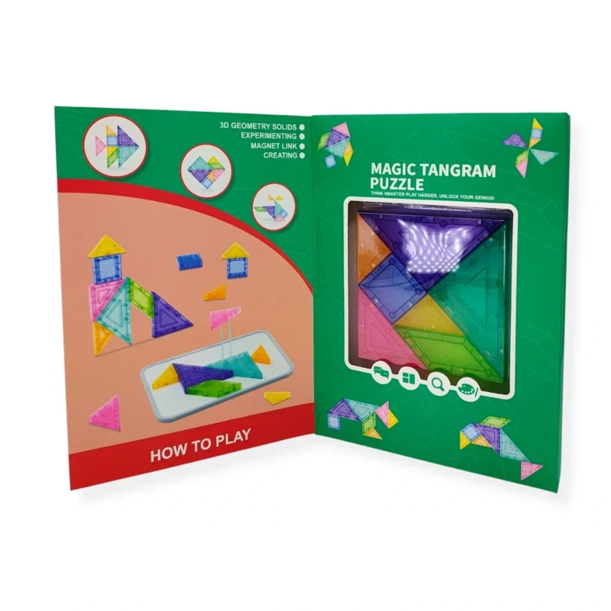 Klocki magnetyczne tangram 7 el. z tablicą – X-Bida 3+ - obrazek 3