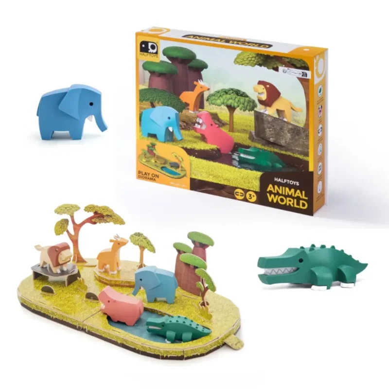 Magnetyczne zwierzaki Half Toys safari puzzle 3D – figurki 3+