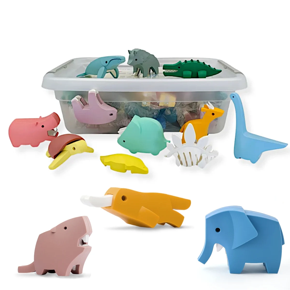Magnetyczne zwierzaki puzzle 3D Half Toys - 24 szt. 3+