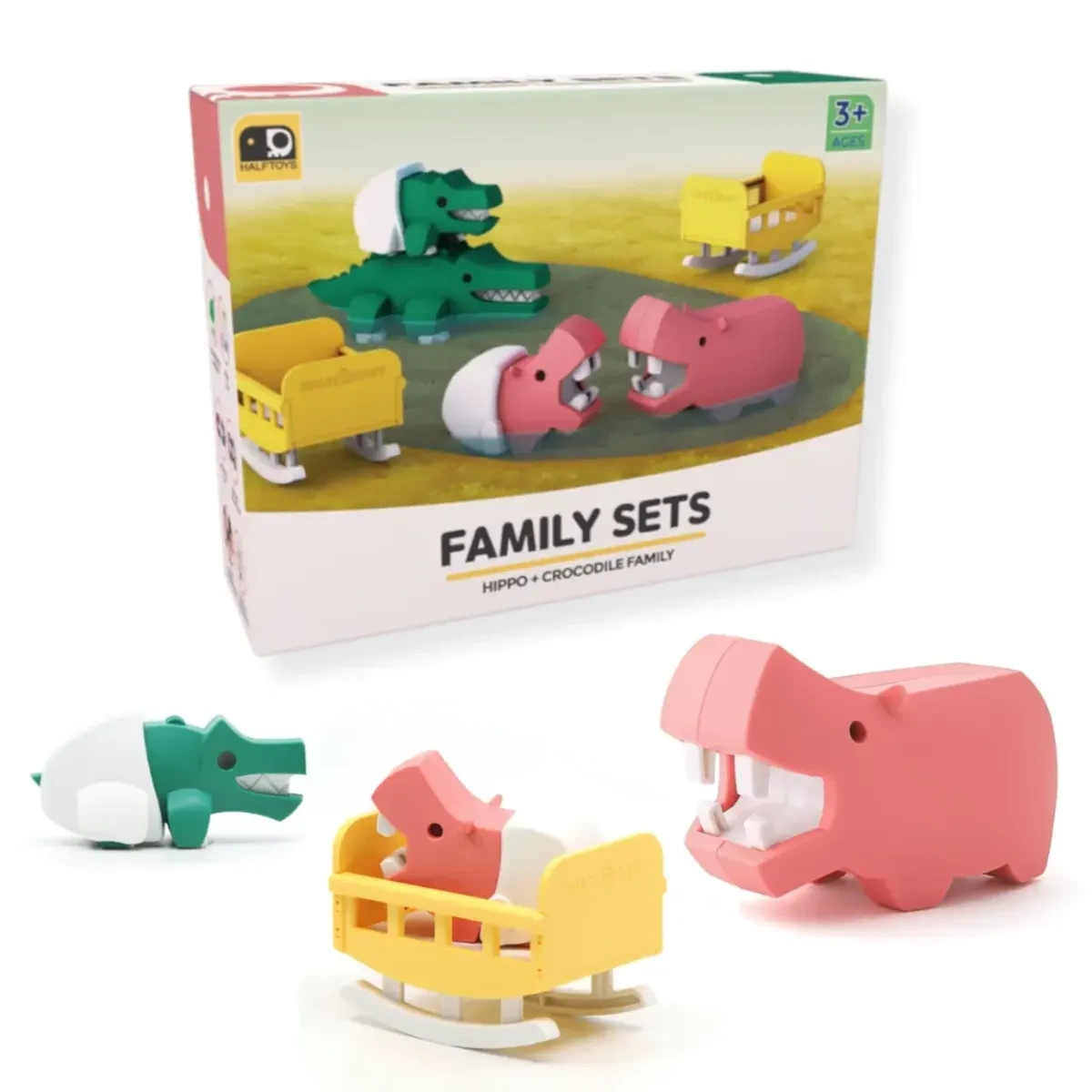 Zabawki magnetyczne 3D dla dzieci safari hipopotam i krokodyl – Half Toys 3+