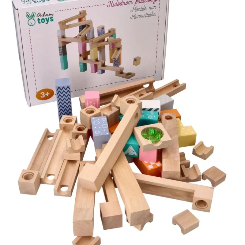 Adam Toys Kulodrom drewniany pastelowy 53el.