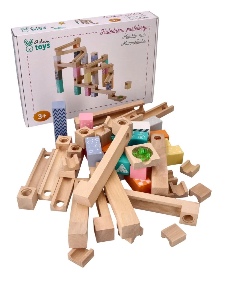 Adam Toys Kulodrom drewniany pastelowy 53el.