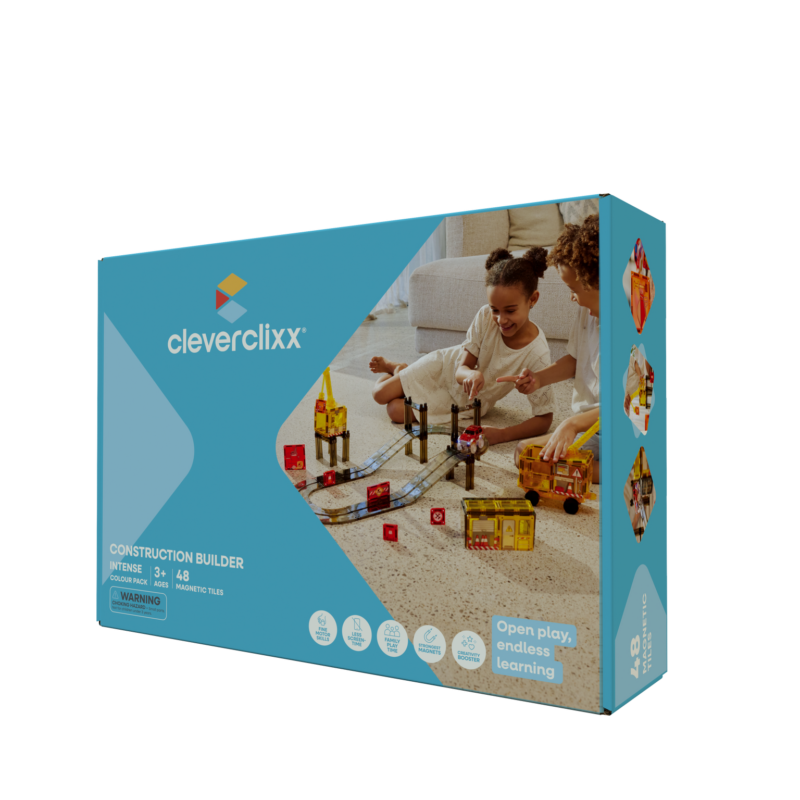CLEVERCLIXX - klocki magnetyczne Construction Builder Pack Intense - 48 el.